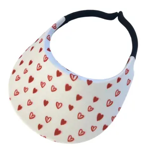 Round Brim - Sketchy Hearts White w/ Red
