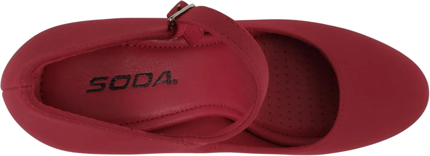 Soda Ayden ~ Women Mary Jane Ankle Strap Cushion High Heel Pump Shoe