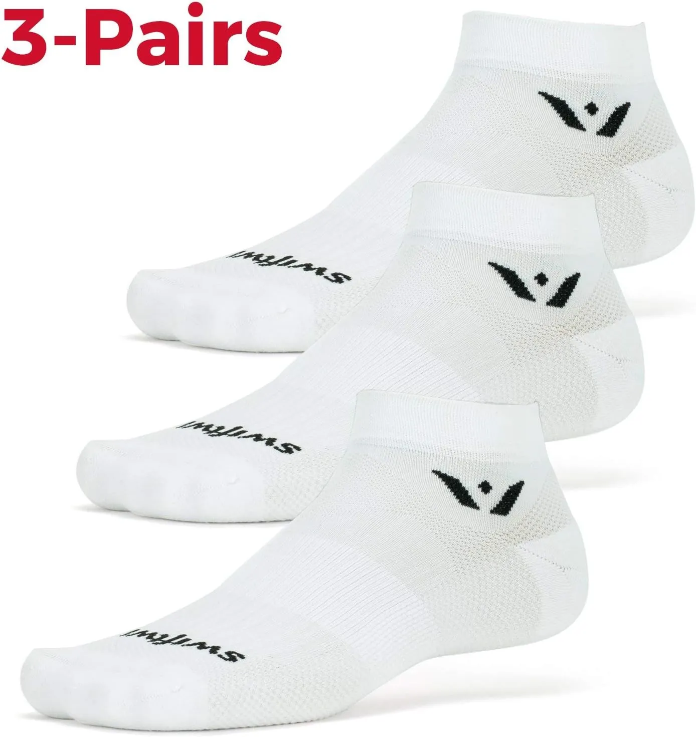 Swiftwick- ASPIRE (3 Pairs) Ankle Running & Cycling Socks, Breathable, Compression Fit