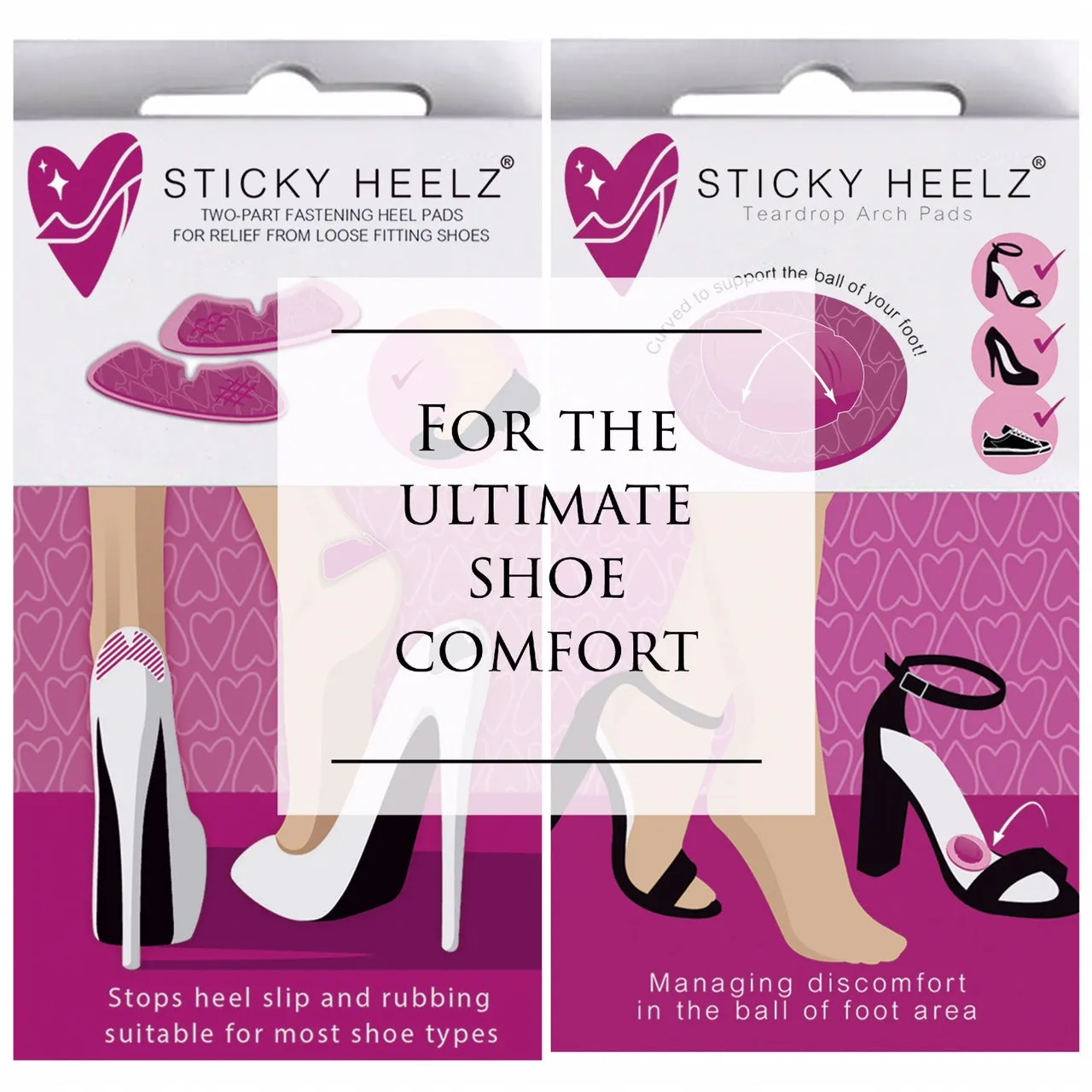 ULTIMATE SHOE COMFORT - ANTI-SLIP HEEL PAD AND TEARDROP PAD COMBO
