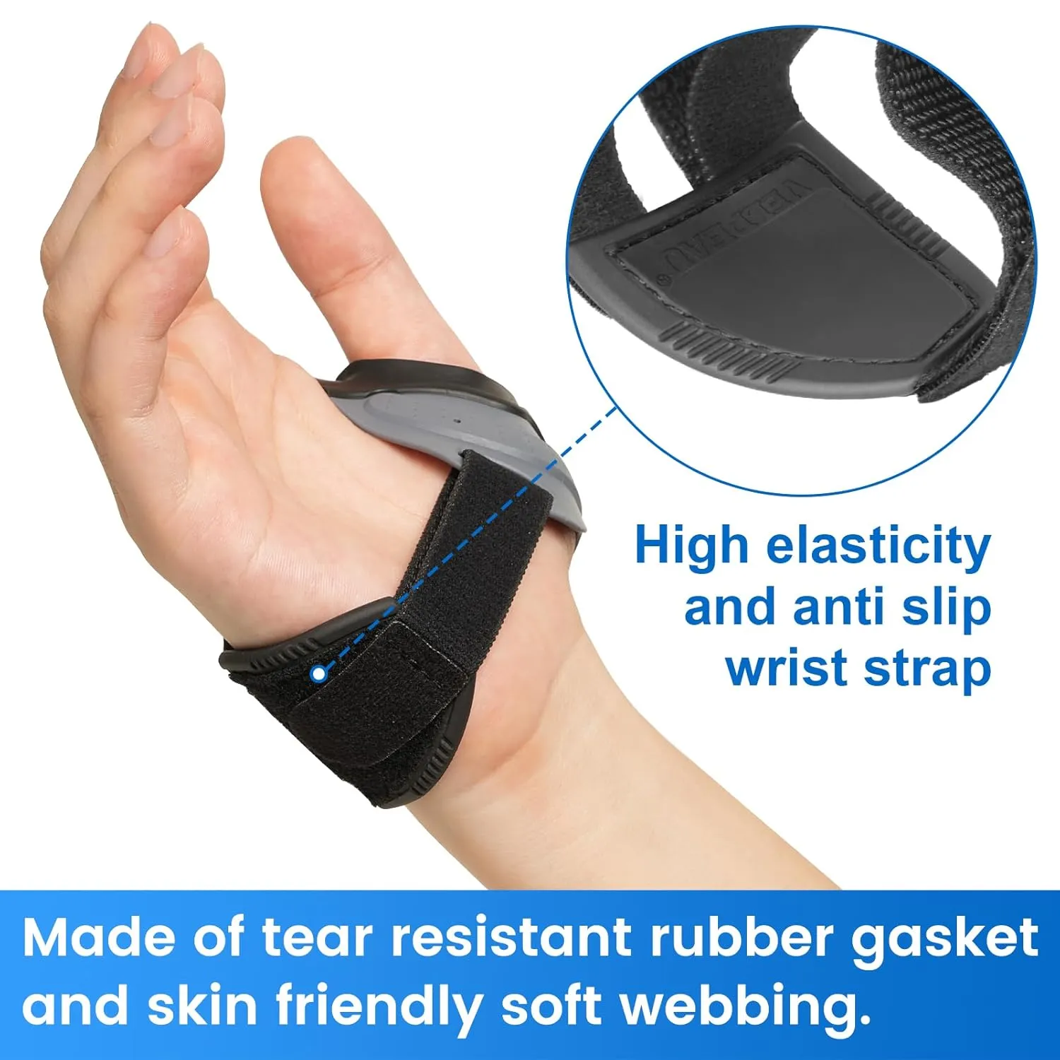 Velpeau CMC Thumb Brace for Arthritis Pain and Support, with High Elasticity and Anti Slip Wrist Strap, Comfortable Thumb Splint Stabilizer for Osteoarthritis for Women and Men (Grey, Right Hand, XS)