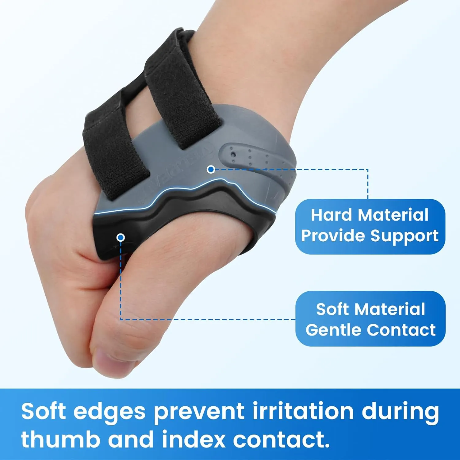Velpeau CMC Thumb Brace for Arthritis Pain and Support, with High Elasticity and Anti Slip Wrist Strap, Comfortable Thumb Splint Stabilizer for Osteoarthritis for Women and Men (Grey, Right Hand, XS)