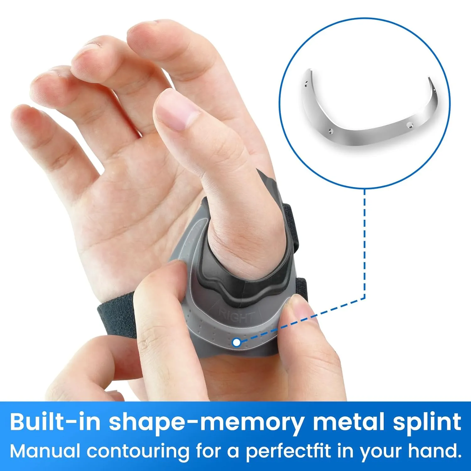 Velpeau CMC Thumb Brace for Arthritis Pain and Support, with High Elasticity and Anti Slip Wrist Strap, Comfortable Thumb Splint Stabilizer for Osteoarthritis for Women and Men (Grey, Right Hand, XS)