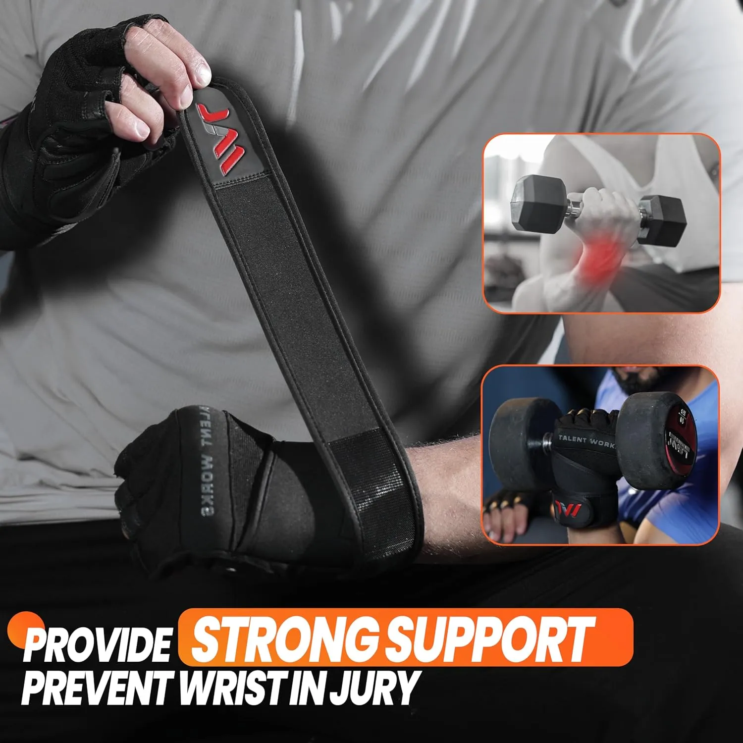 Weight Lifting Gloves with Wrist Wrap Support  Full Protection, Anti-Slip Grip, Padded Gym Gloves for Men Women  Ideal for Weightlifting, Cross Training, Pull-Ups, Fitness