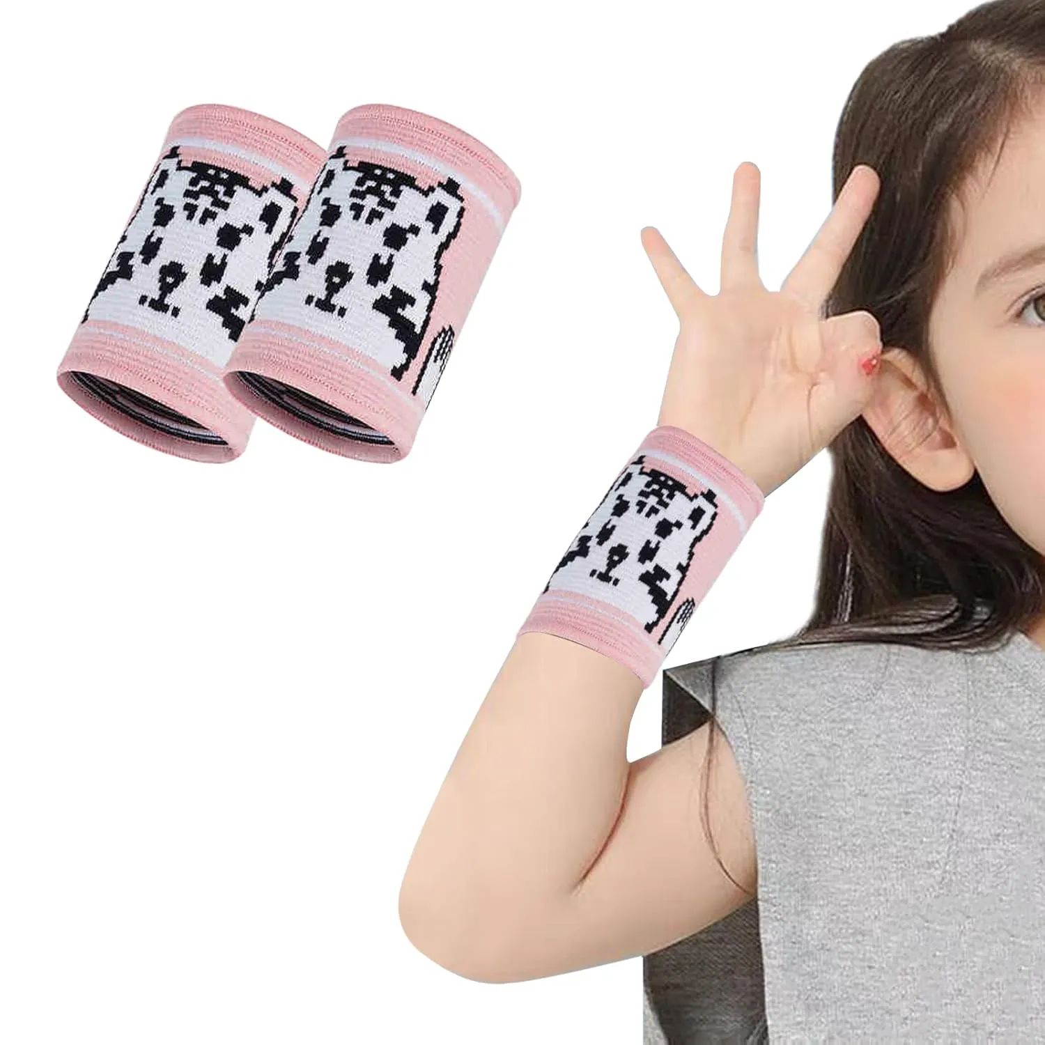 Wrist Brace, Compression Wrist Strap Support Wrist for Kids, Youth, Boys& Girls, One Size, Sports Wristband 1 pair (Pink Tiger)