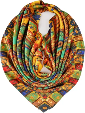 YOUR SMILE Silk Like Head Scarf Top For Women's Fashion Pattern Large Square Satin Headscarf Wraps