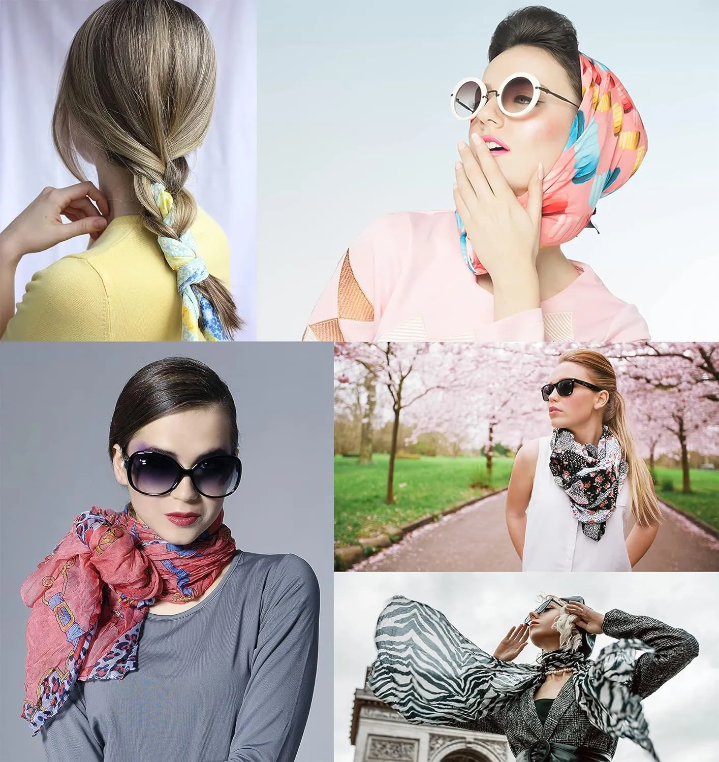 YOUR SMILE Silk Like Head Scarf Top For Women's Fashion Pattern Large Square Satin Headscarf Wraps